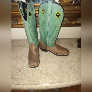 Ariat Men's Leather Square Toe Boots in Brown and Green